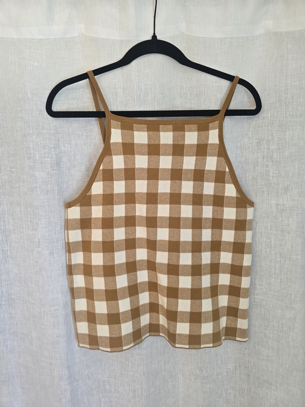 Madewell Gingham Knit Tank Top in Cream and Mustard